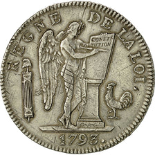 Coin, France, Convention, Ecu 6 Livres au Génie, 1793, Lyon, EF(40-45), Silver