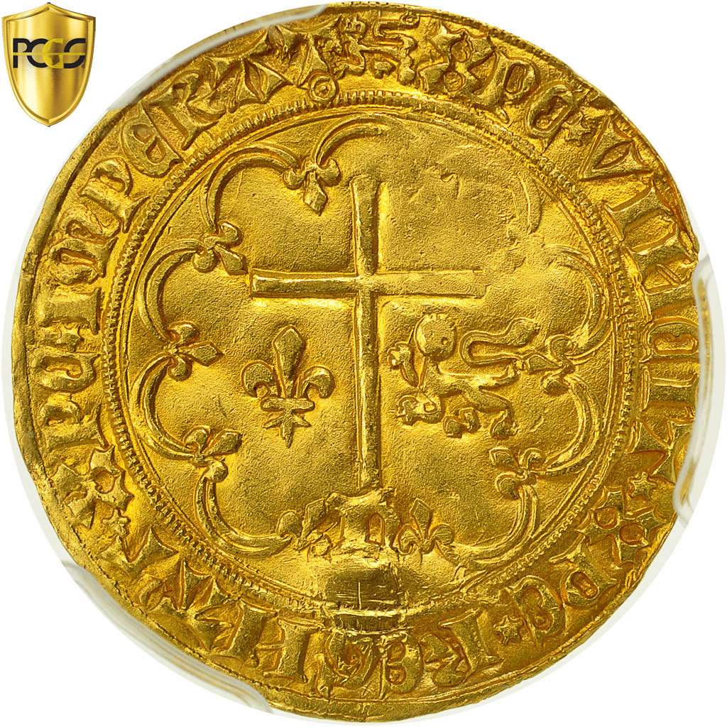 Monnaie, France, Henri VI, Salut d'or, Rouen, PCGS, AU Details, Duplessy 443