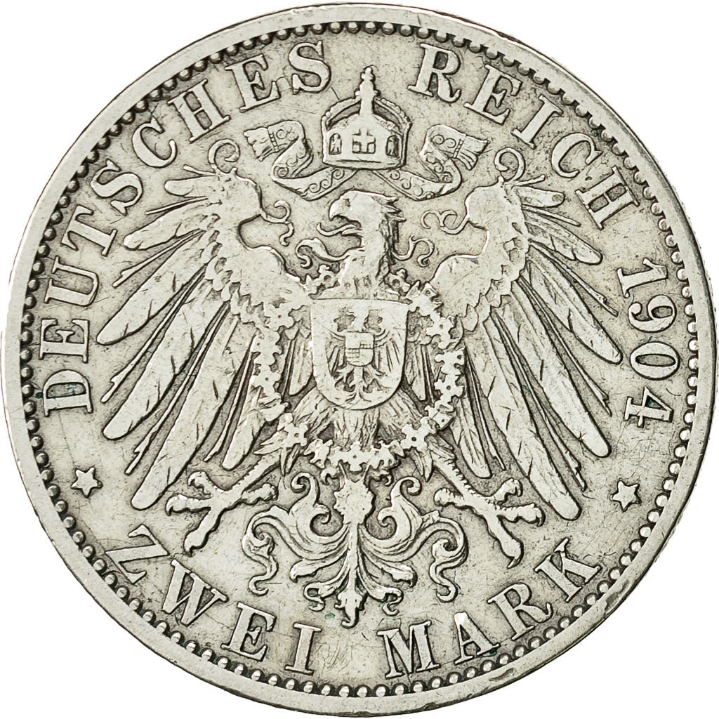 Coin, German States, PRUSSIA, Wilhelm II, 2 Mark, 1904 A, EF(40-45), KM 522