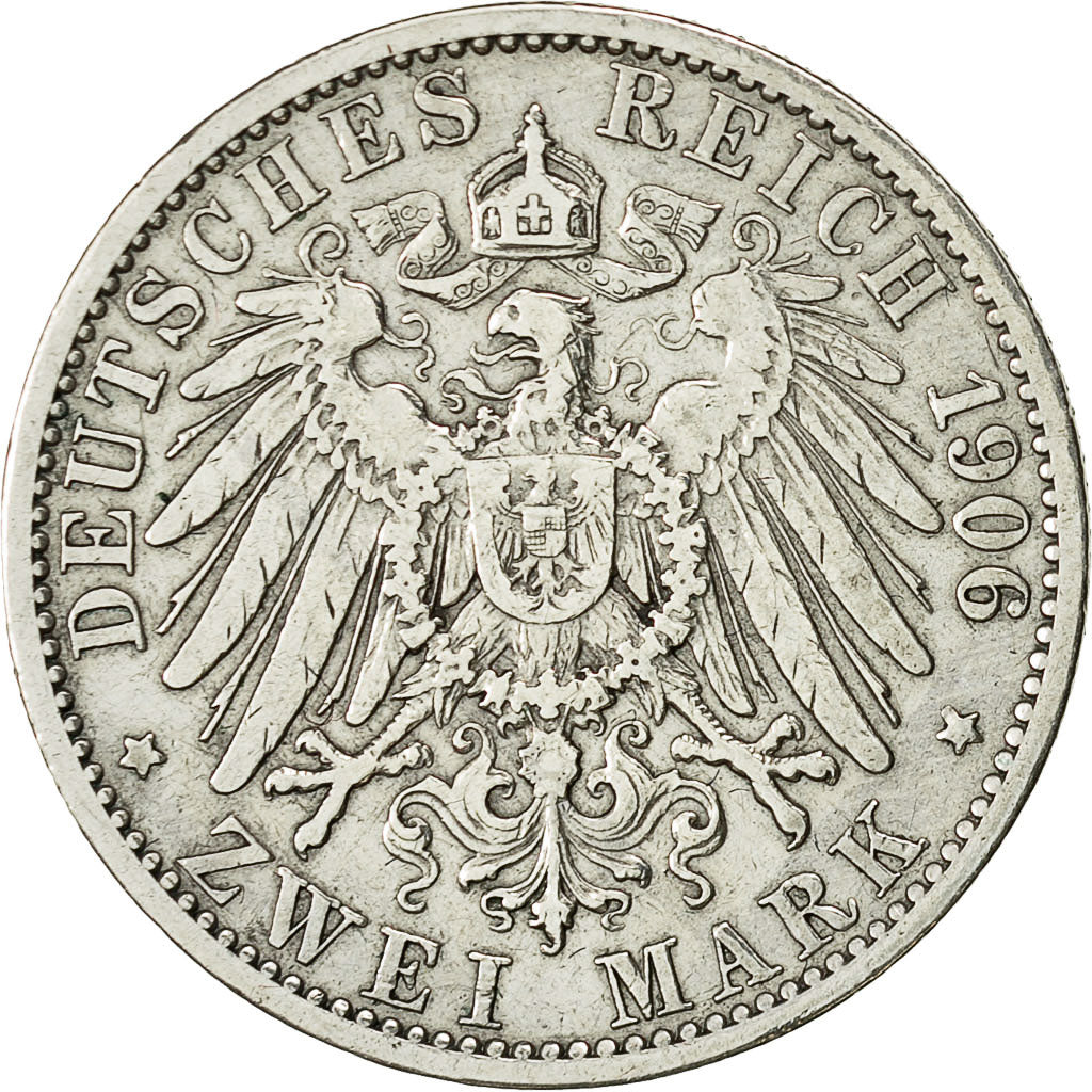 Coin, German States, PRUSSIA, Wilhelm II, 2 Mark, 1906 A, EF(40-45), KM 522
