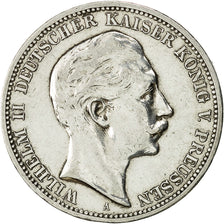 Coin, German States, PRUSSIA, Wilhelm II, 3 Mark, 1908 A, EF(40-45), KM 527