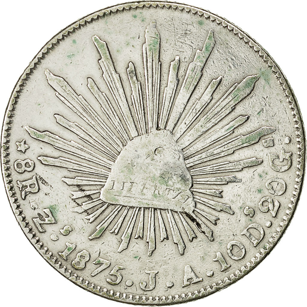 Coin, Mexico, 8 Reales, 1875, Zacatecas, VF(20-25), Silver, KM 377.13