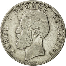 Münze, Rumänien, Carol I, 5 Lei, 1880, Bucarest, S, Silber, KM:12