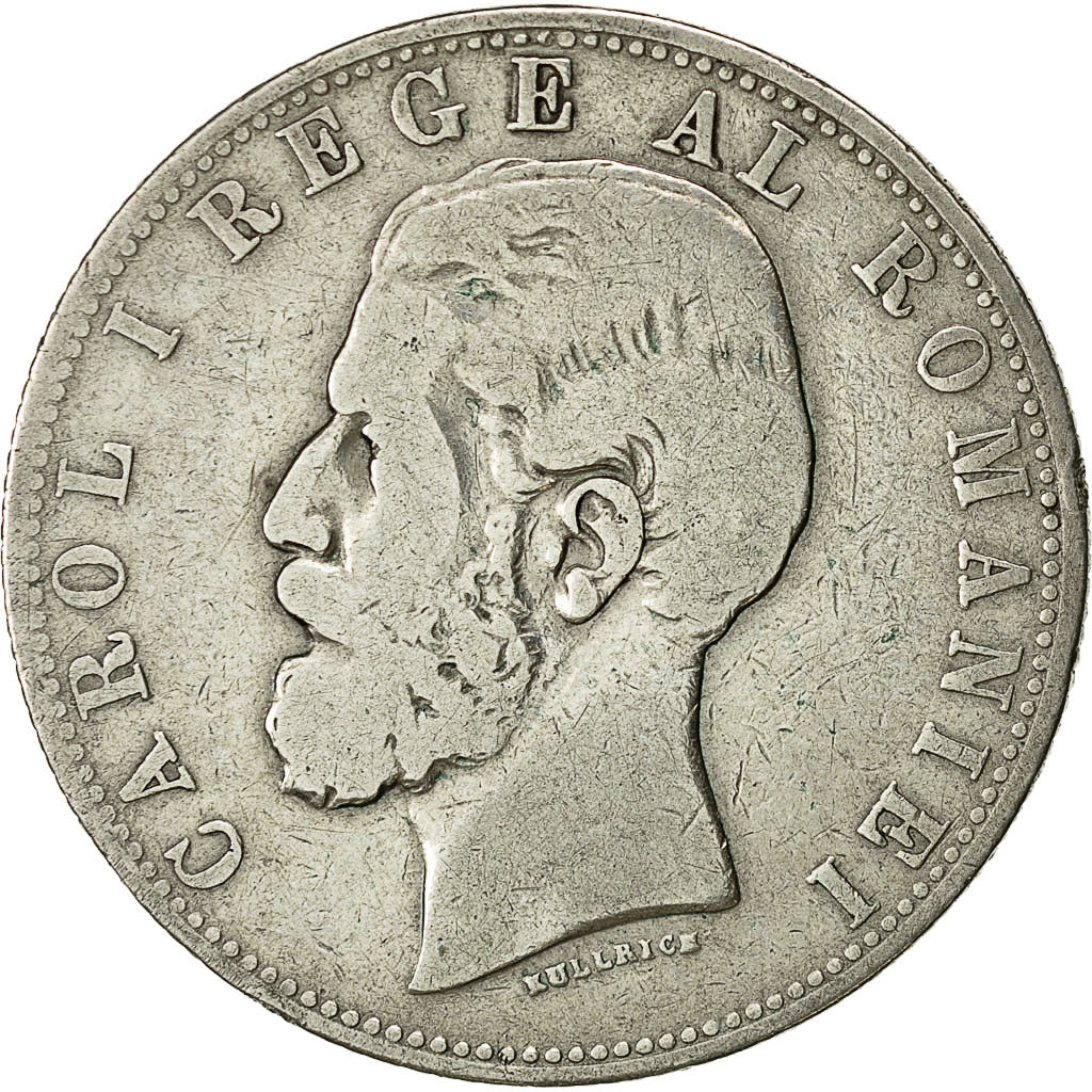 Moneda, Rumanía, Carol I, 5 Lei, 1881, Bucarest, BC+, Plata, KM:12