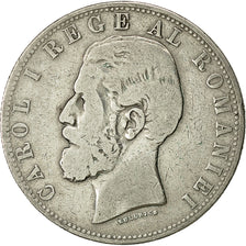 Moneda, Rumanía, Carol I, 5 Lei, 1881, Bucarest, BC+, Plata, KM:12