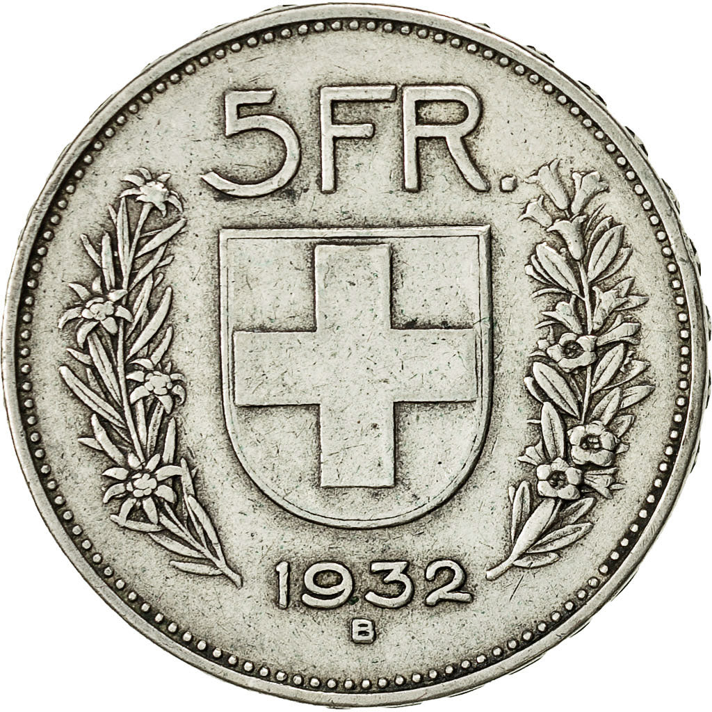 Coin, Switzerland, 5 Francs, 1932, Bern, EF(40-45), Silver, KM:40