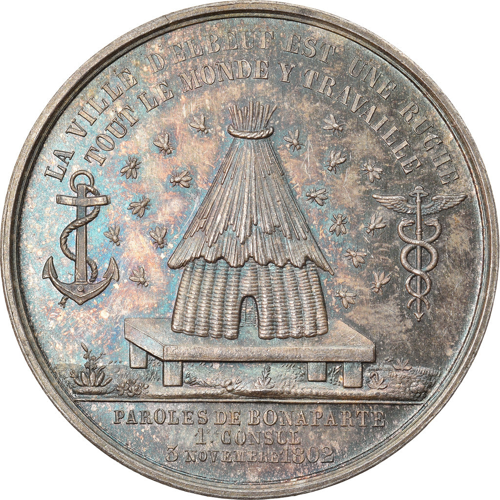 France, Token, Chambre de Commerce d'Elbeuf, 1861, Lecomte, AU(55-58), Silver