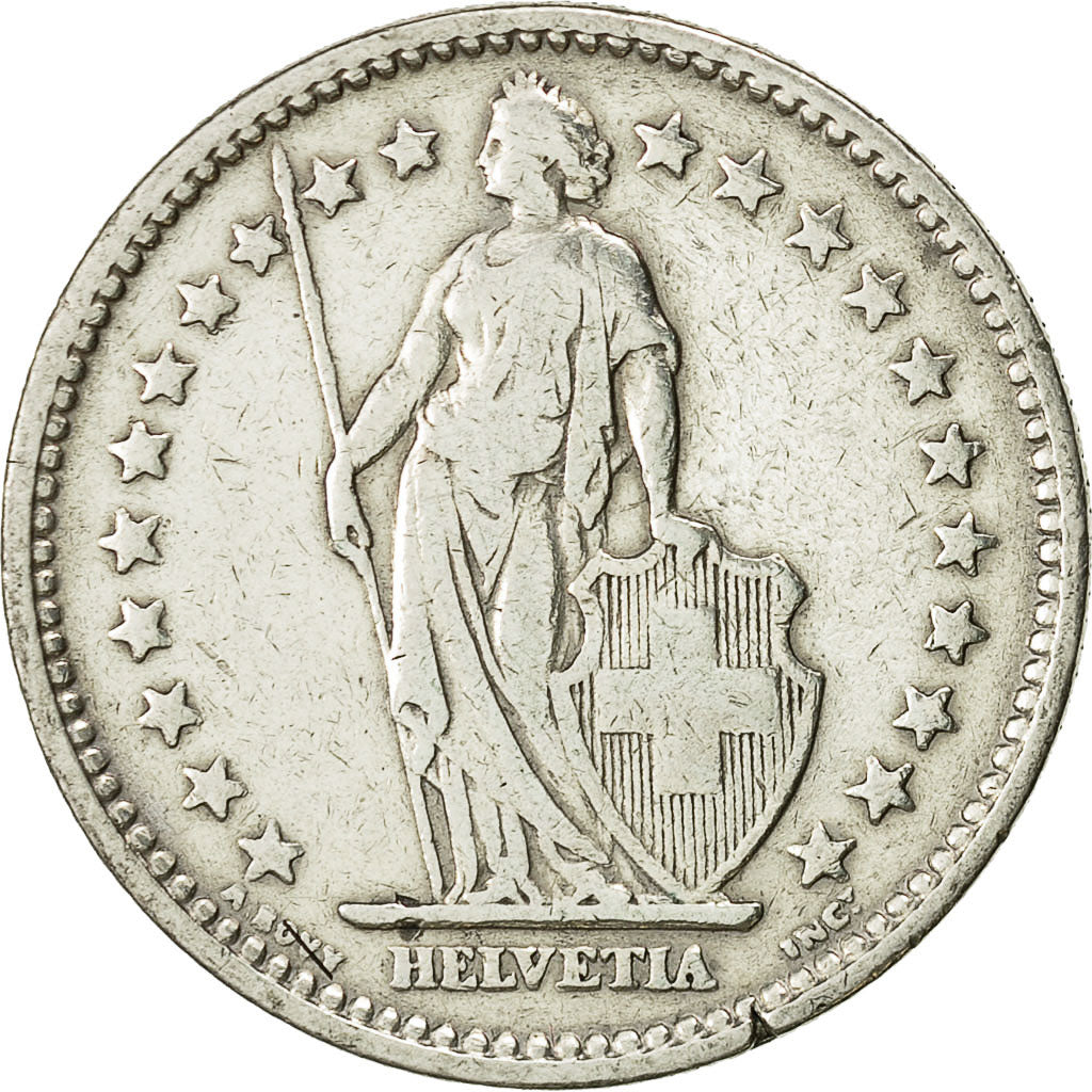 Coin, Switzerland, 2 Francs, 1907, Bern, VF(30-35), Silver, KM:21