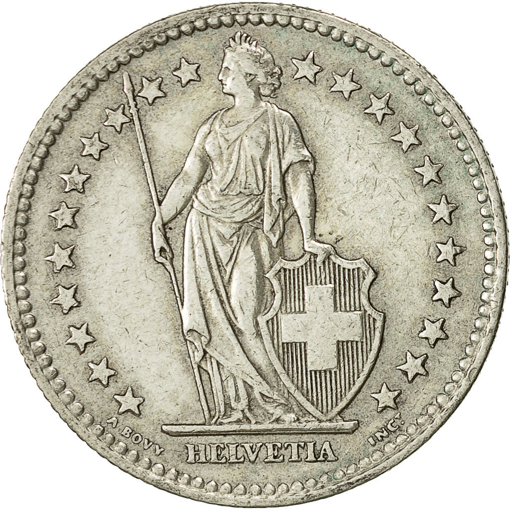 Coin, Switzerland, 2 Francs, 1943, Bern, AU(55-58), Silver, KM:21