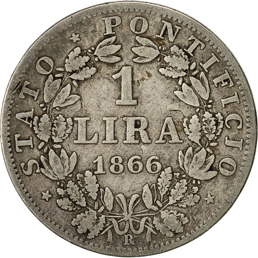 Münze, Italien Staaten, PAPAL STATES, Pius IX, Lira, 1866, Rome, SS, Silber