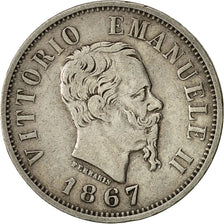 Coin, Italy, Vittorio Emanuele II, 50 Centesimi, 1867, Milan, EF(40-45), Silver