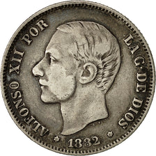 Coin, Spain, Alfonso XII, 2 Pesetas, 1882, EF(40-45), Silver, KM:678.2