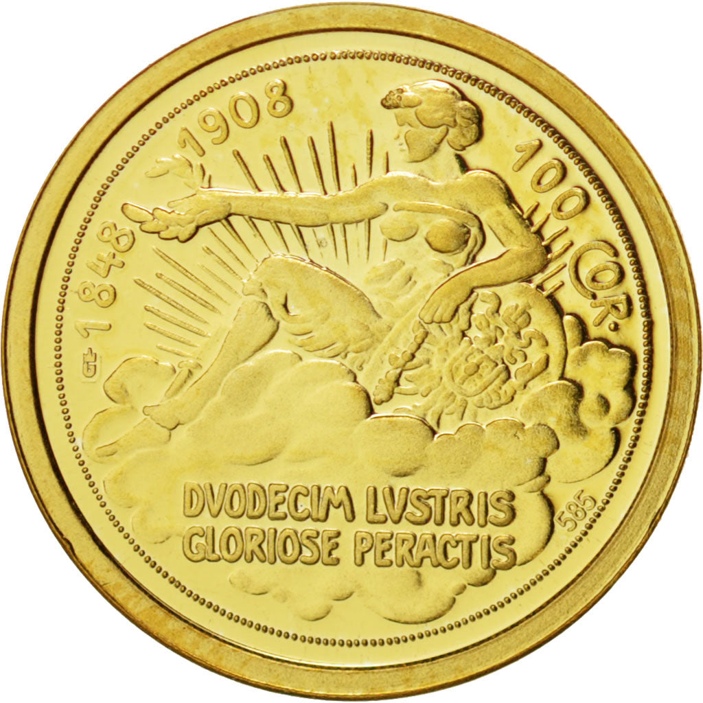 France, Medal, 100 Corona 1908, History, 2008, Gold