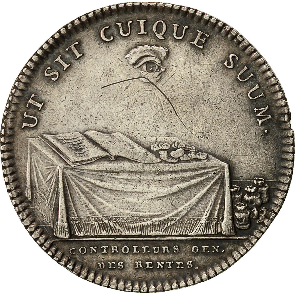 Francia, Token, Contrôleurs des rentes, Louis XV, Duvivier, SPL-, Argento