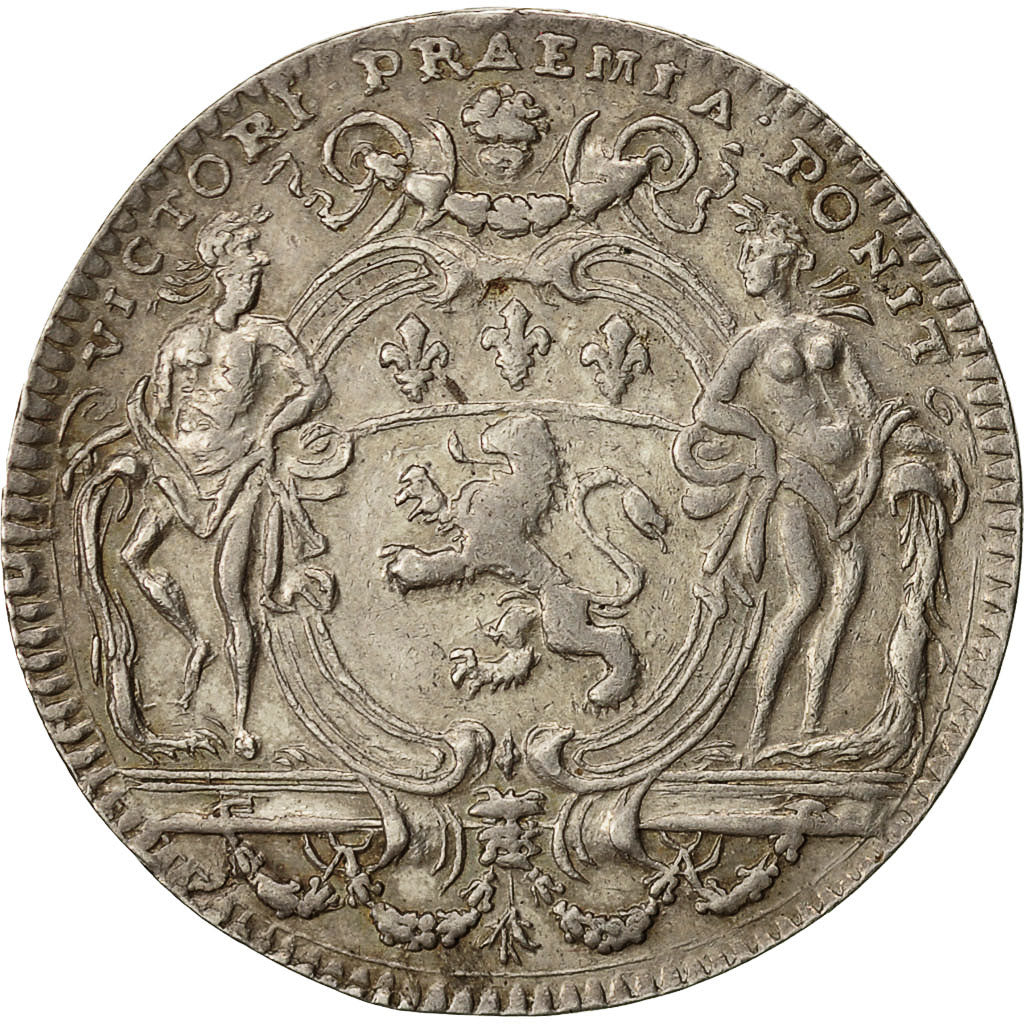 France, Token, Chevaliers de l'Arquebuse, 1741, AU(50-53), Silver