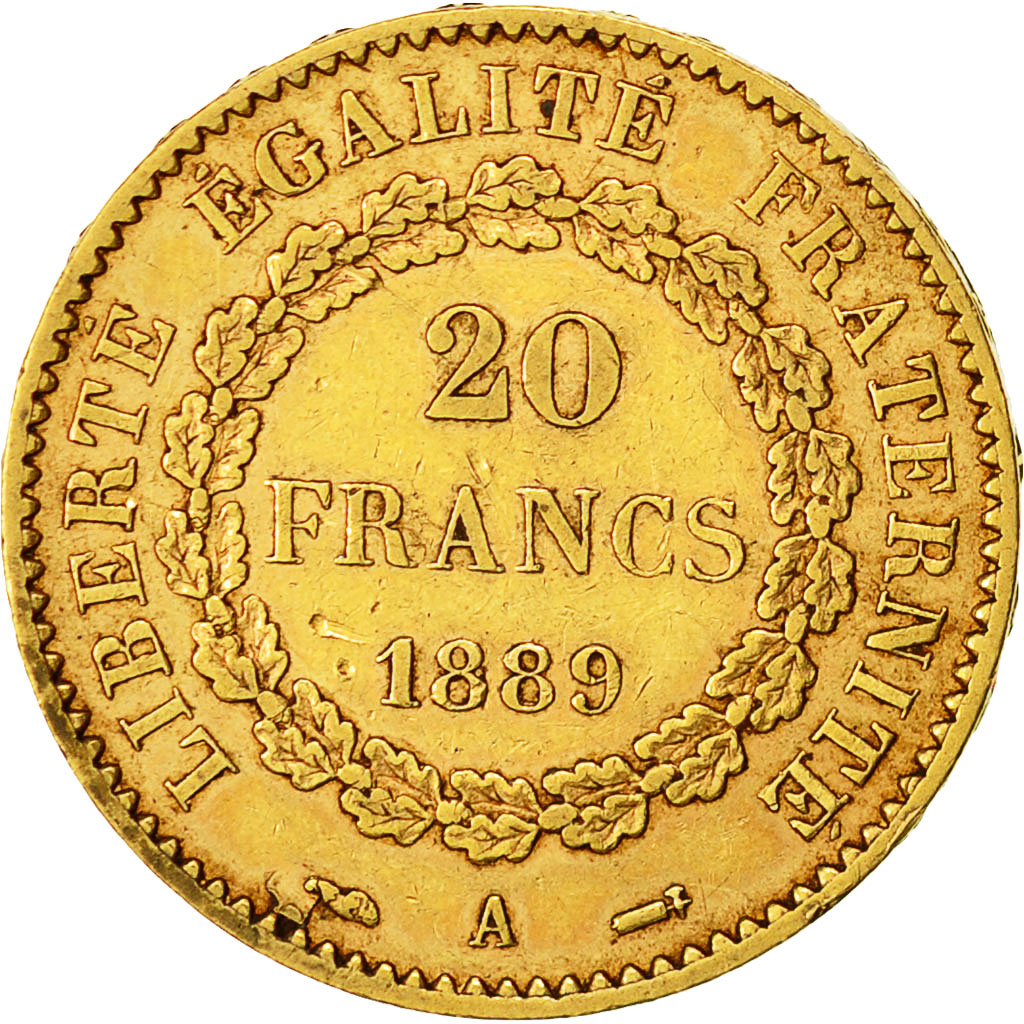 Coin, France, Génie, 20 Francs, 1889, Paris, EF(40-45), Gold, KM:825