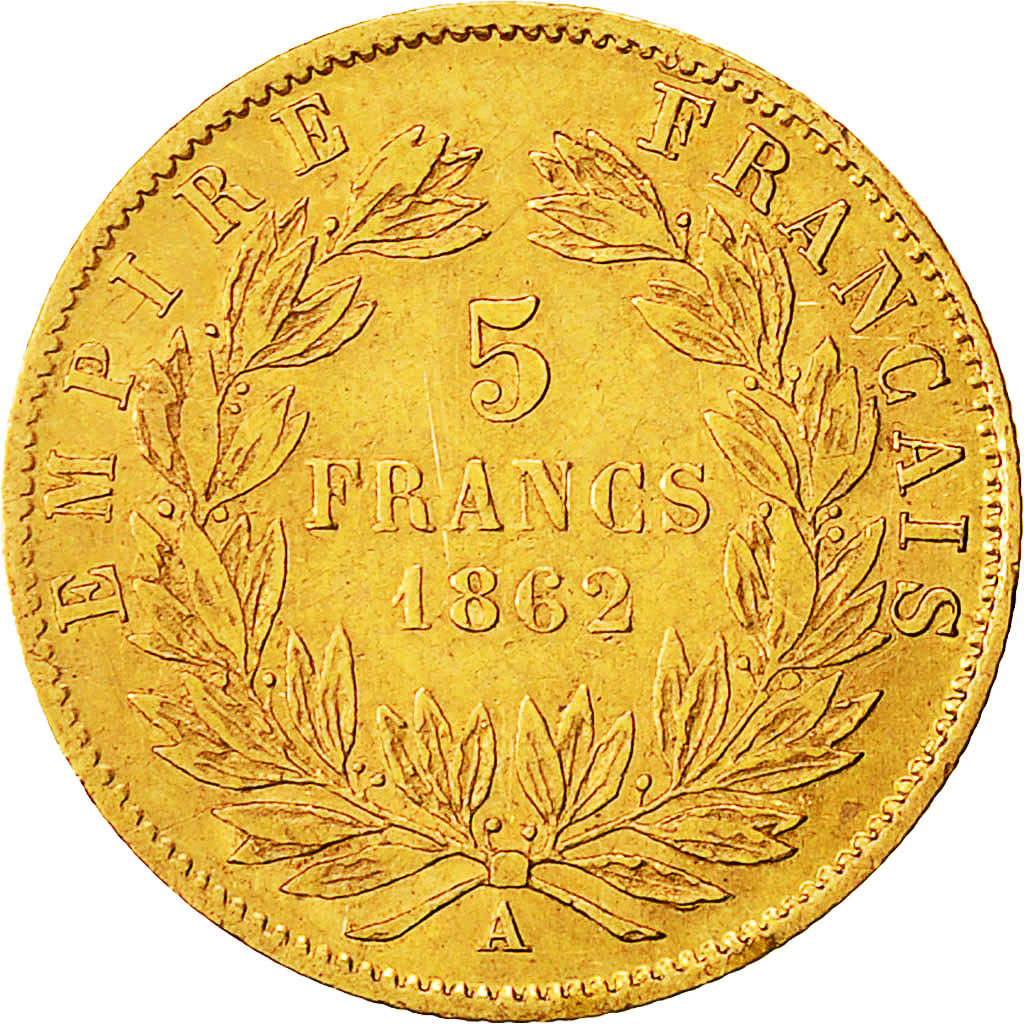 Coin, France, Napoleon III, 5 Francs, 1862, Paris, EF(40-45), Gold, KM 803.1