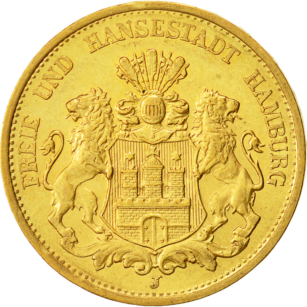 Moneda, Estados alemanes, HAMBURG, 20 Mark, 1893, Hamburg, EBC+, Oro, KM:618