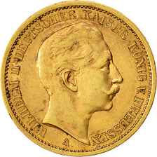 Coin, German States, PRUSSIA, Wilhelm II, 20 Mark, 1907, Berlin, EF(40-45)
