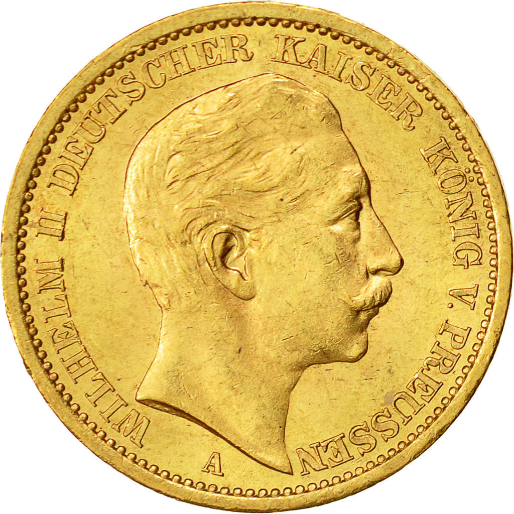 Moneda, Estados alemanes, PRUSSIA, Wilhelm II, 20 Mark, 1907, Berlin, MBC+, Oro