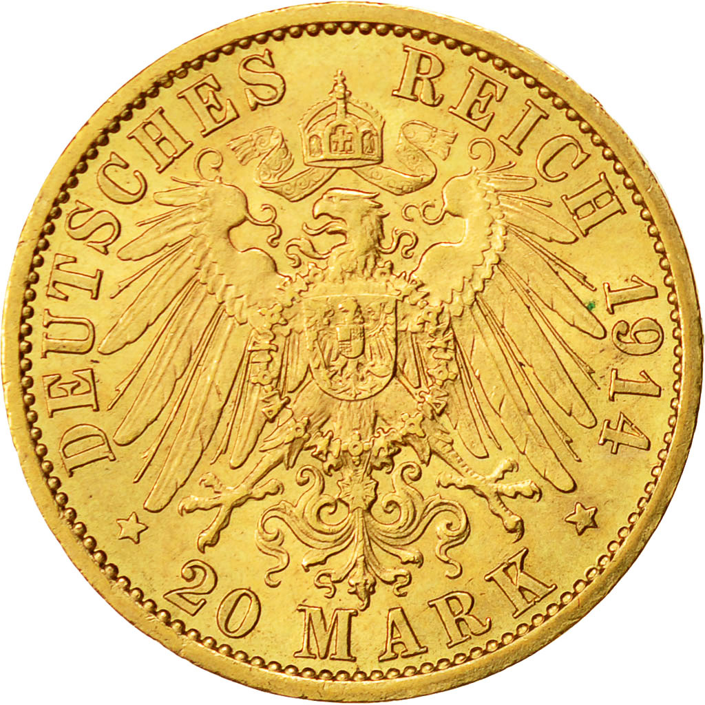 Moneta, Stati tedeschi, PRUSSIA, Wilhelm II, 20 Mark, 1914, Berlin, SPL, Oro