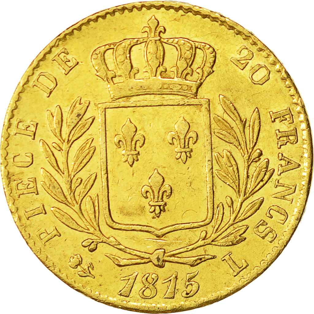 Coin, France, Louis XVIII, 20 Francs, 1815, Bayonne, AU(50-53), Gold, KM 706.4