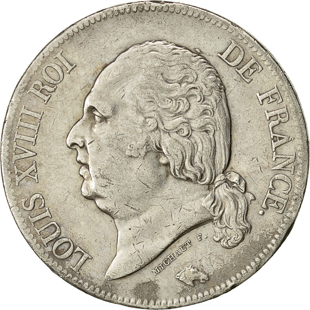 Munten, Frankrijk, Louis XVIII, Louis XVIII, 5 Francs, 1822, Paris, ZF, Zilver