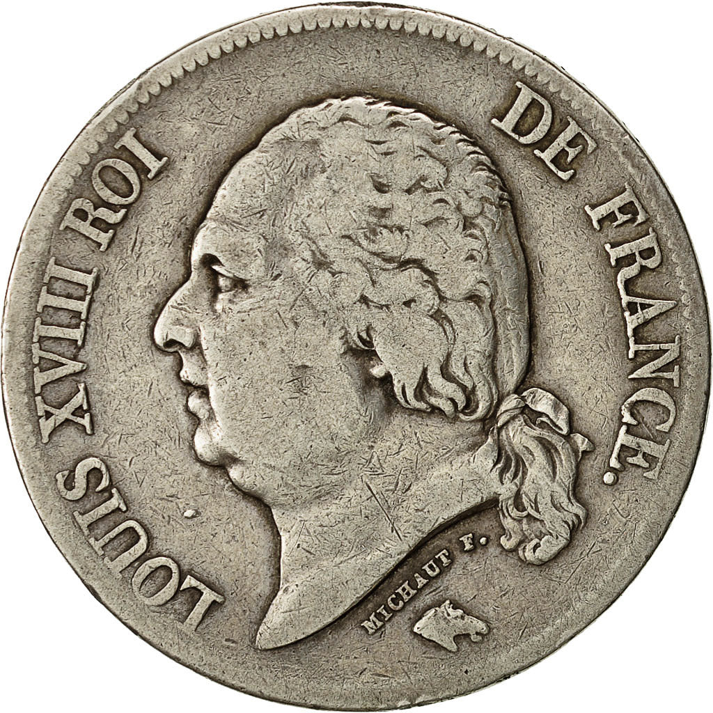 Coin, France, Louis XVIII, 5 Francs, 1824, Paris, VF(30-35), KM 711.1