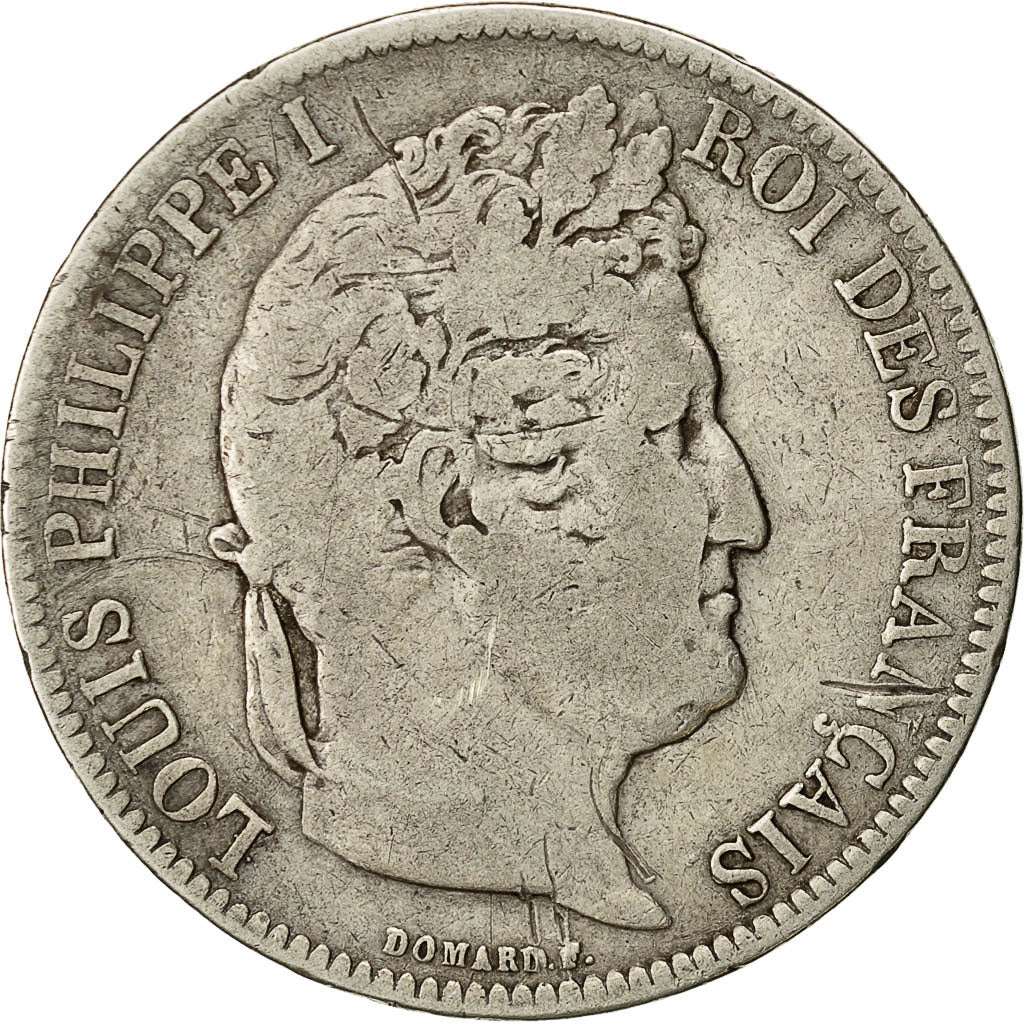 Moneda, Francia, Louis-Philippe, 5 Francs, 1831, Lyons, BC+, Plata, KM:744.2