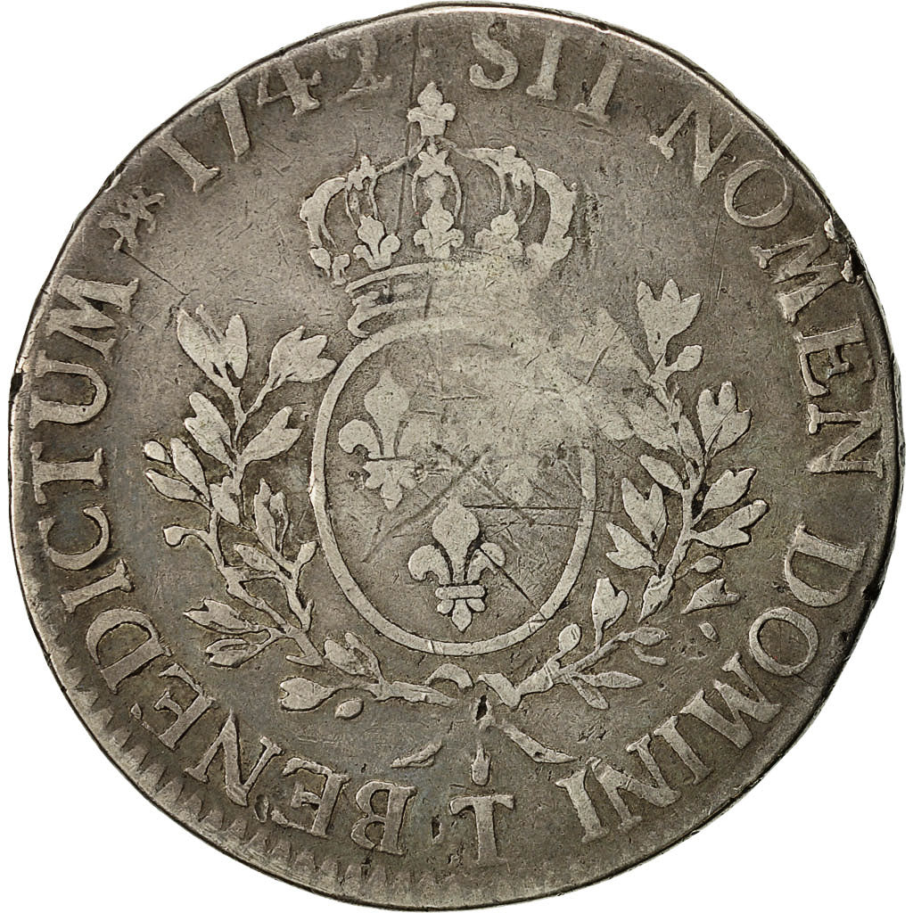 Monnaie, France, Louis XV, Écu au bandeau, 1742, Nantes, TB, Argent, Gad 322