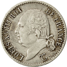 Moneda, Francia, Louis XVIII, Louis XVIII, 1/4 Franc, 1824, Paris, MBC+, Plata