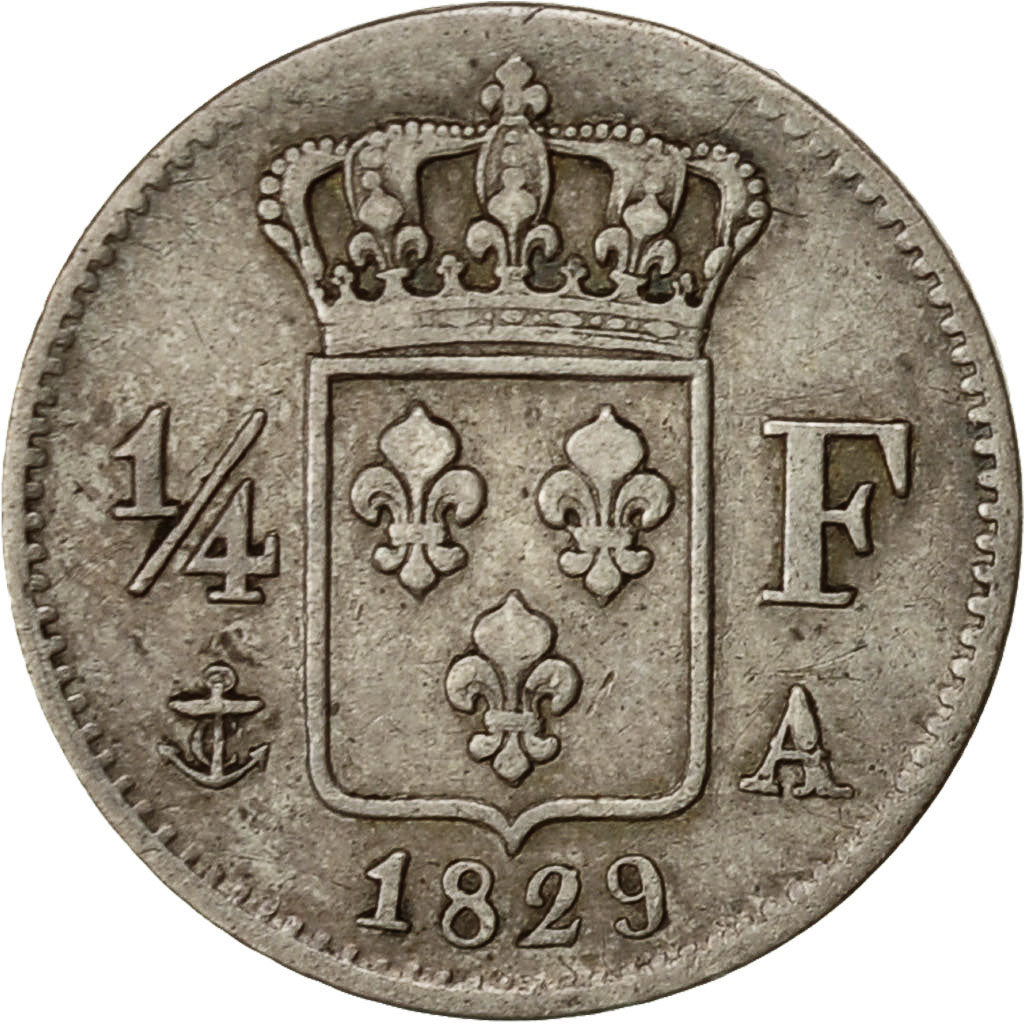 Coin, France, Charles X, 1/4 Franc, 1829, Paris, EF(40-45), Silver, KM:722.1