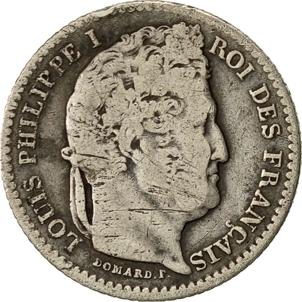 Moneta, Francia, Louis-Philippe, 25 Centimes, 1845, Bordeaux, MB, Argento