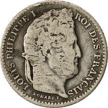 Moneta, Francia, Louis-Philippe, 25 Centimes, 1845, Bordeaux, MB, Argento