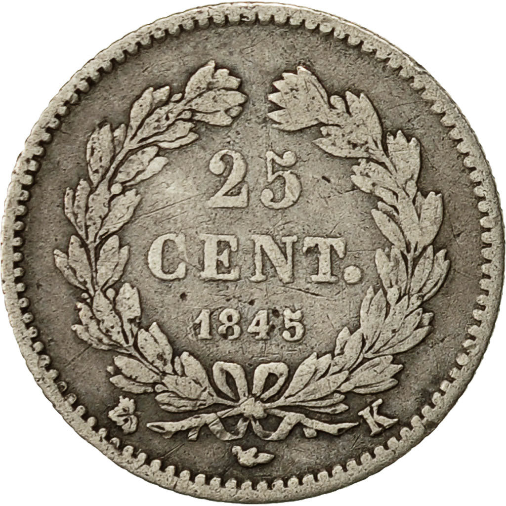 Moneta, Francia, Louis-Philippe, 25 Centimes, 1845, Bordeaux, MB, Argento