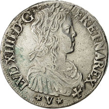 Monnaie, France, Louis XIV, Écu de Navarre à la mèche longue, 1657, St Palais