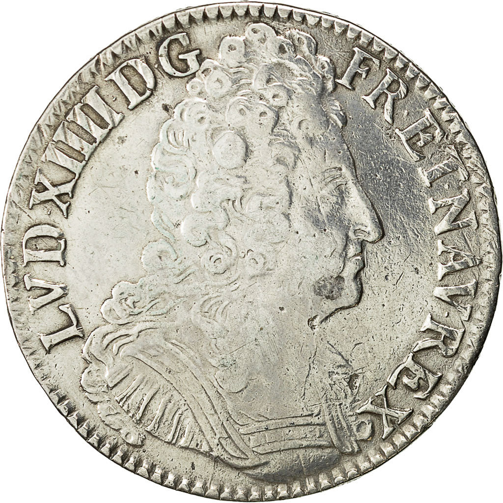Coin, France, Louis XIV, Écu aux 3 couronnes, 1710, Limoges, EF(40-45), Gad 229