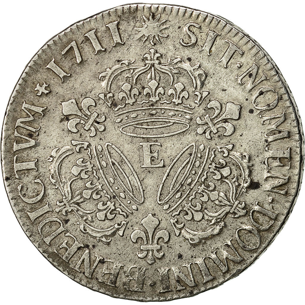 Coin, France, Louis XIV, 1/2 Écu aux 3 couronnes, 1711, Tours, AU(50-53)