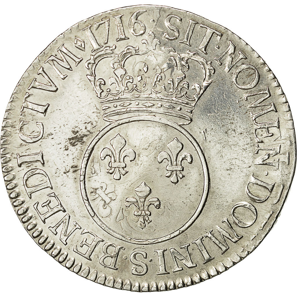 Münze, Frankreich, Louis XV, Écu Vertugadin, Ecu, 1716, Reims, SS+, Silber