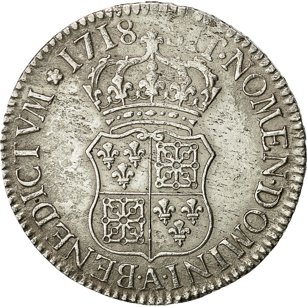 Coin, France, Louis XV, Écu de France-Navarre, 1718, Paris, EF(40-45), Gad. 318