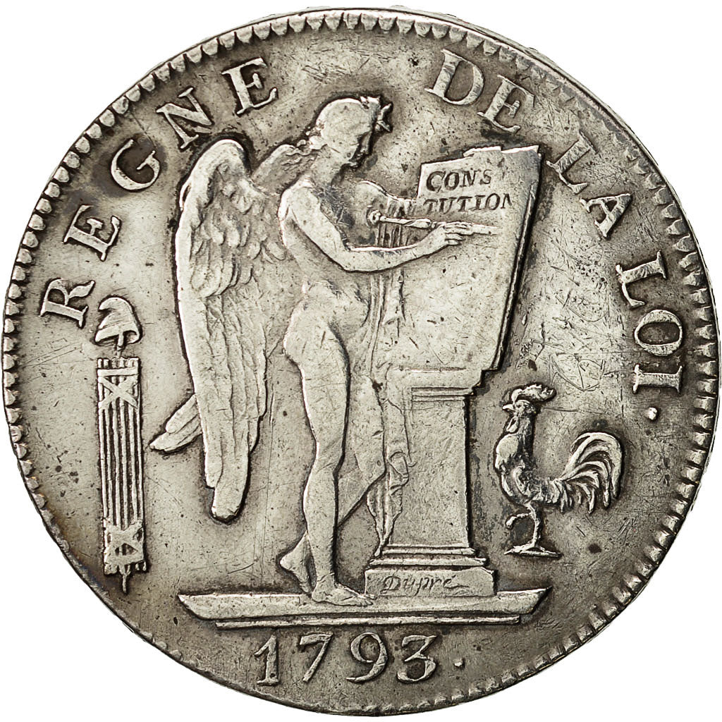 Moneta, Francia, Écu de 6 livres françoise, 6 Livres, 1793, Paris, BB+