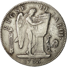Monnaie, Convention, Écu de 6 livres françoise, 1793, Paris, TTB+, Gadoury 58