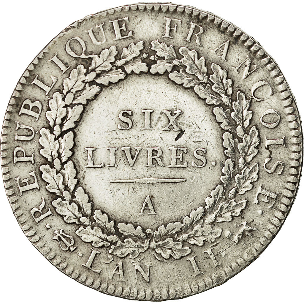 Moneta, Francia, Écu de 6 livres françoise, 6 Livres, 1793, Paris, BB+