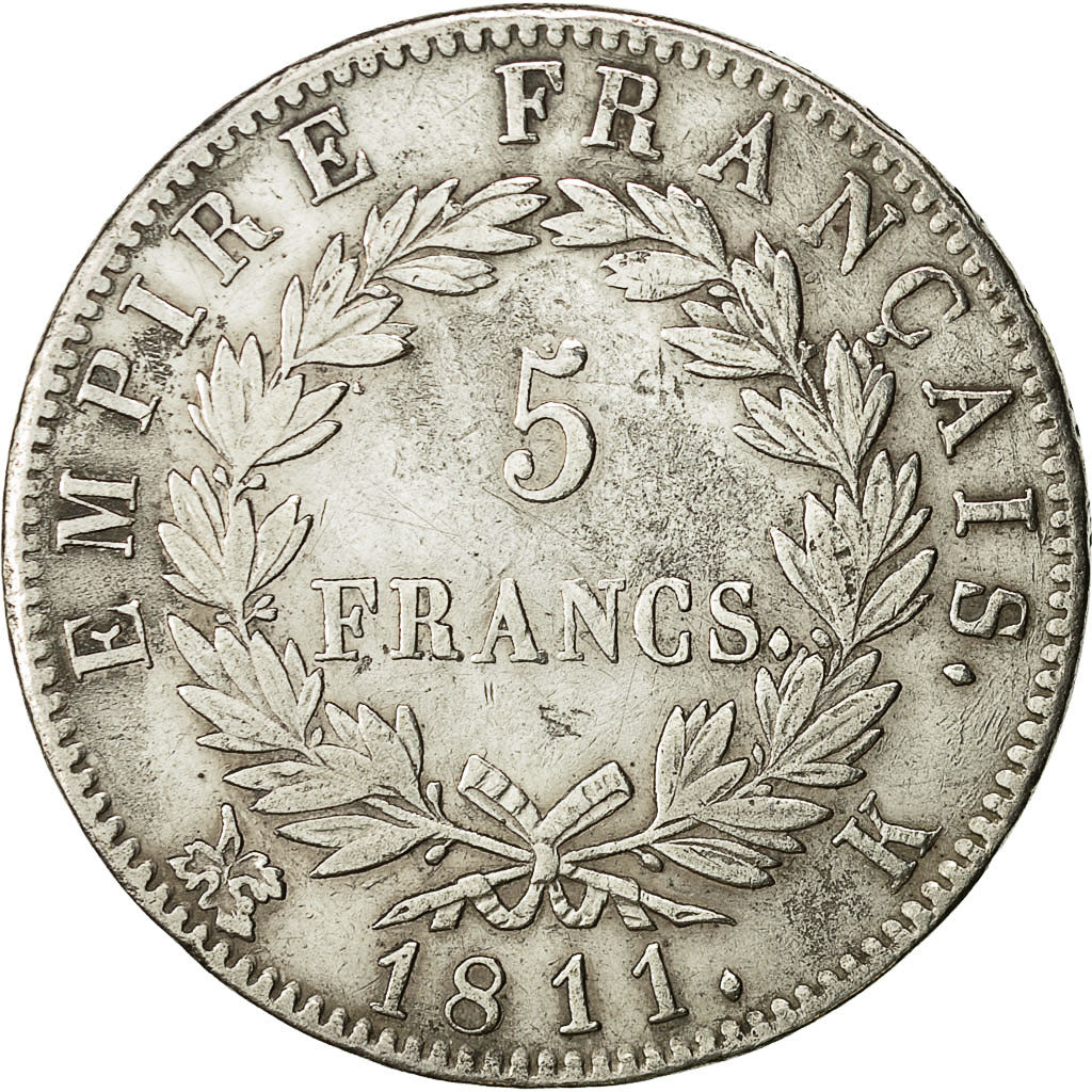 Coin, France, Napoléon I, 5 Francs, 1811, Bordeaux, EF(40-45), Silver, Gad. 584