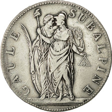 Moneda, Estados italianos, PIEDMONT REPUBLIC, 5 Francs, 1801, Turin, MBC, Plata