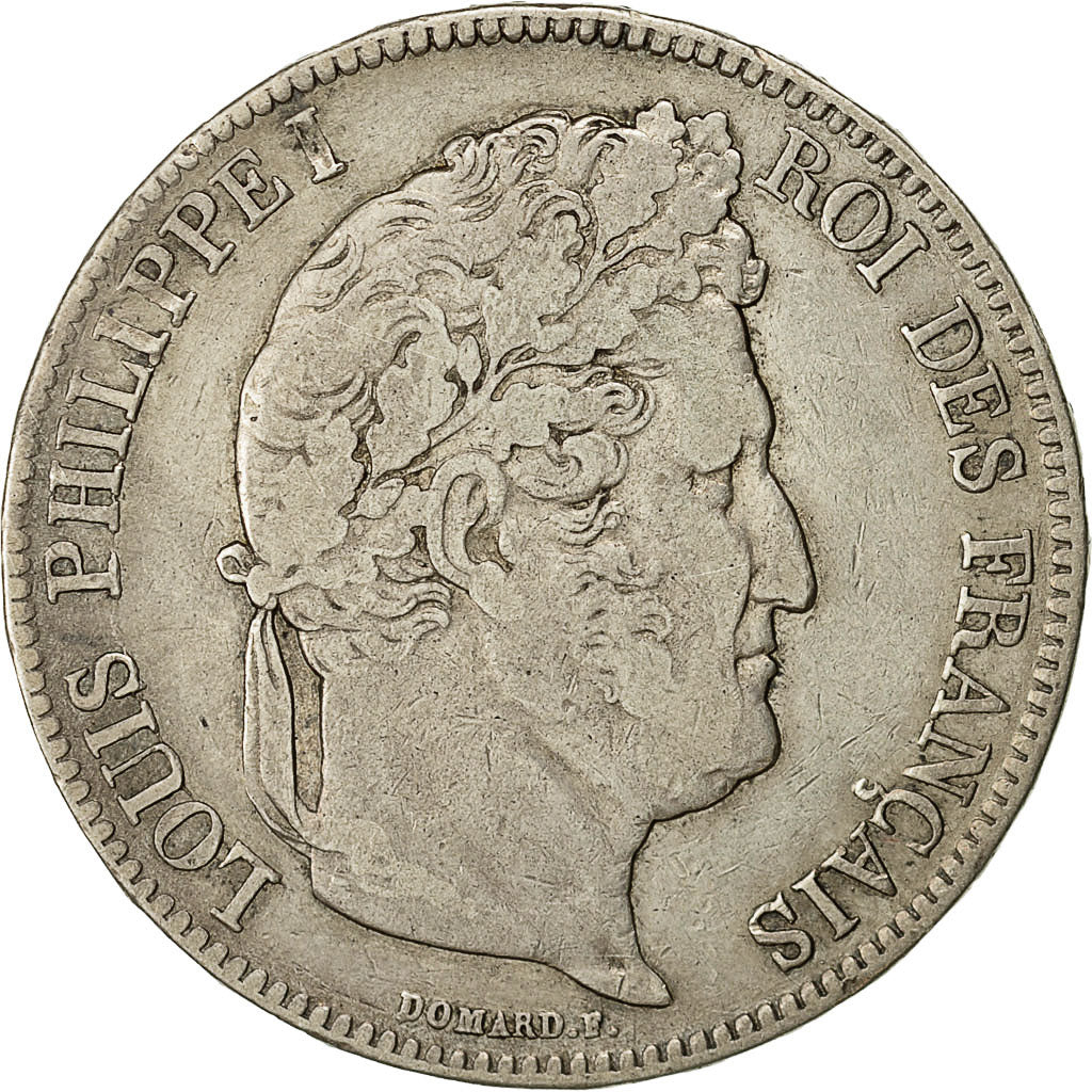Moneda, Francia, Louis-Philippe, 5 Francs, 1834, Nantes, BC+, Plata, KM:749.12