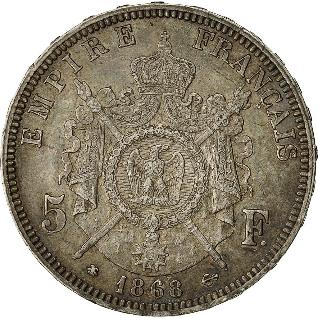 Monnaie, Second Empire, Napoléon III, 5 Francs, 1868, Paris, TTB+, Gadoury 739