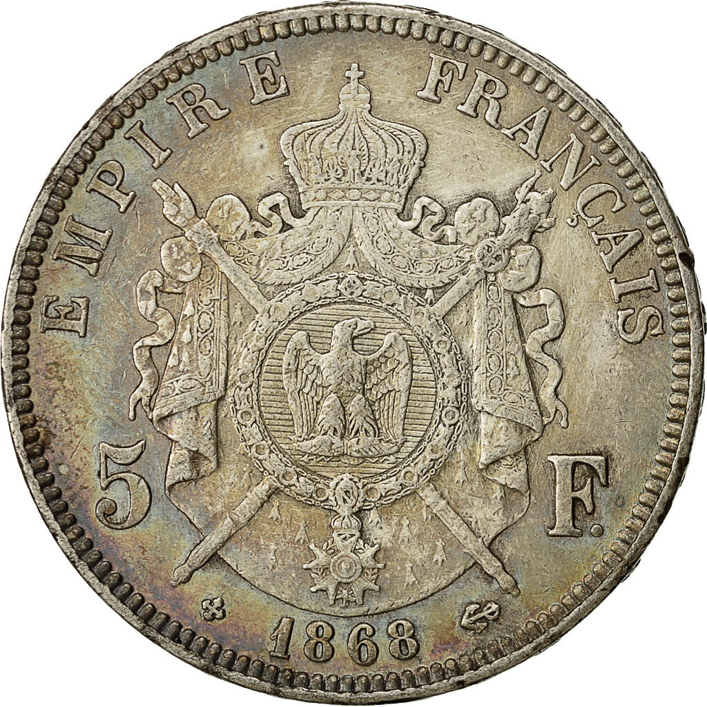 Coin, France, Napoléon III, 5 Francs, 1868, Strasbourg, EF(40-45), Silver