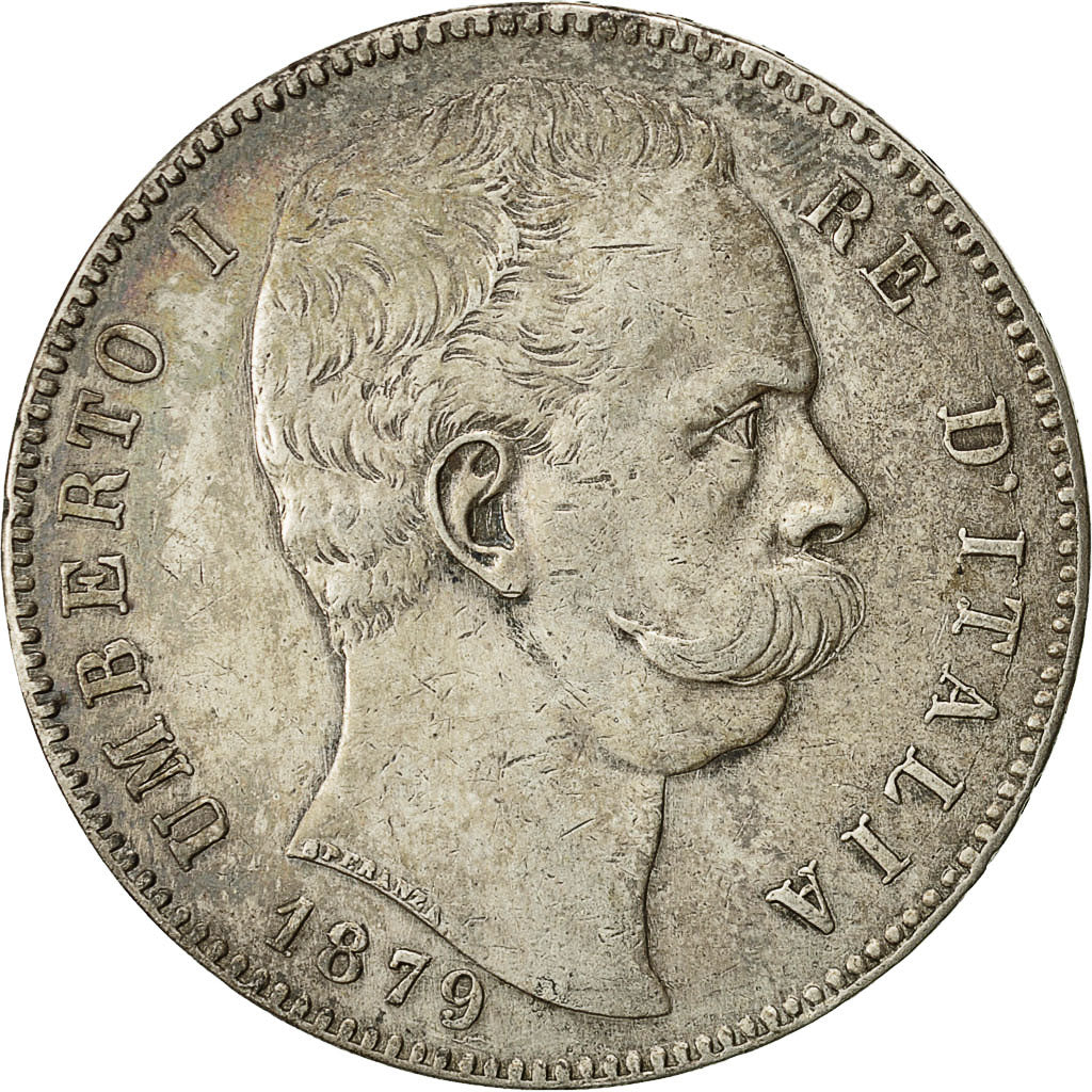 Coin, Italy, Umberto I, 5 Lire, 1879, Rome, AU(50-53), Silver, KM:20