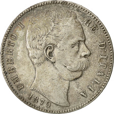 Coin, Italy, Umberto I, 5 Lire, 1879, Rome, AU(50-53), Silver, KM:20